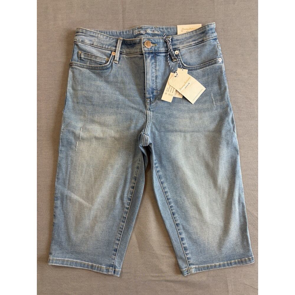 New Tommy Bahama Boracay Indigo Boardwalk 15-Inch Shorts Size 4 Light Wash High
